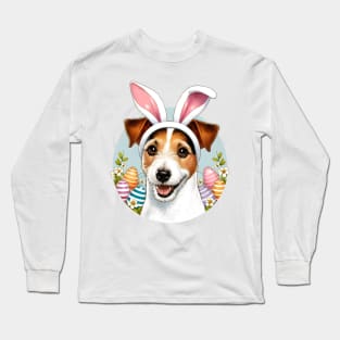 Russell Terrier with Bunny Ears Welcomes Easter Joy Long Sleeve T-Shirt